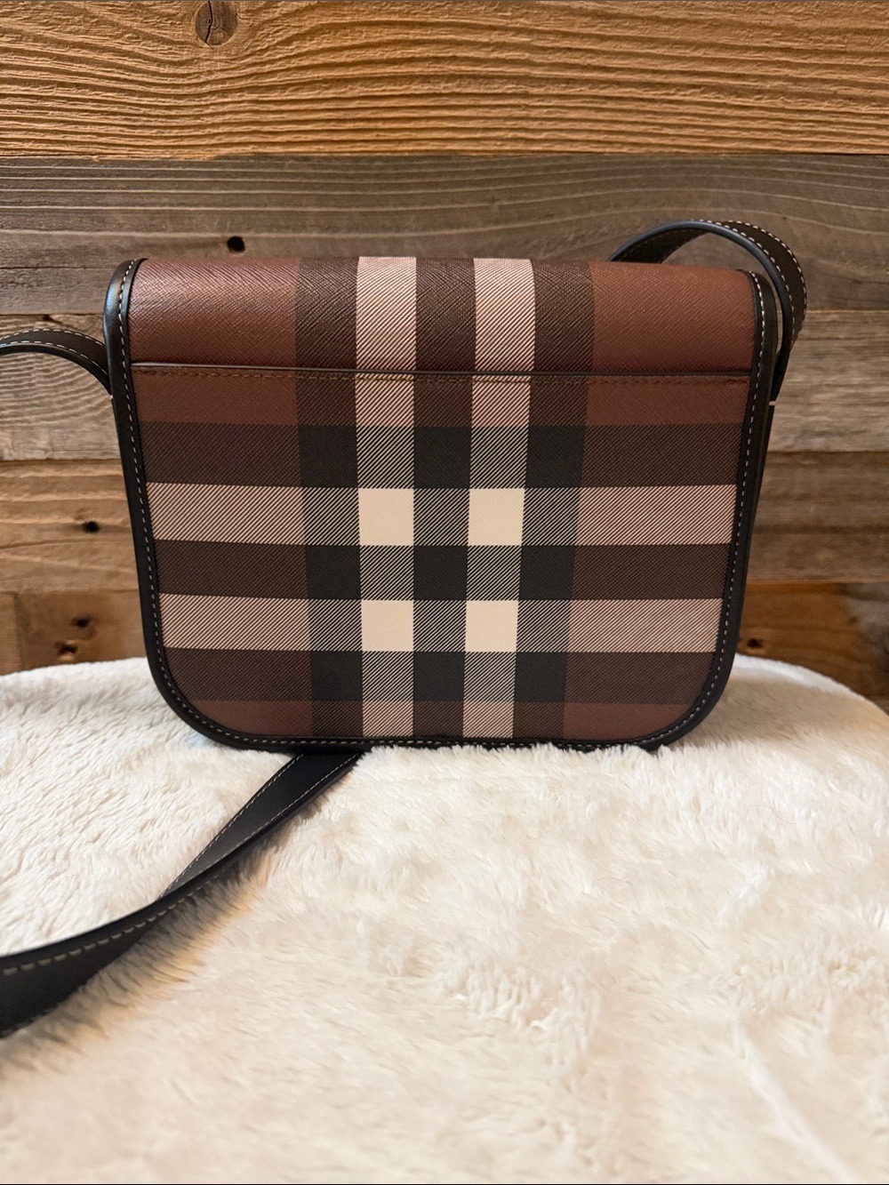 Burberry Brown and Black Checked Messenger Bag Unisex - Picture 4 of 14